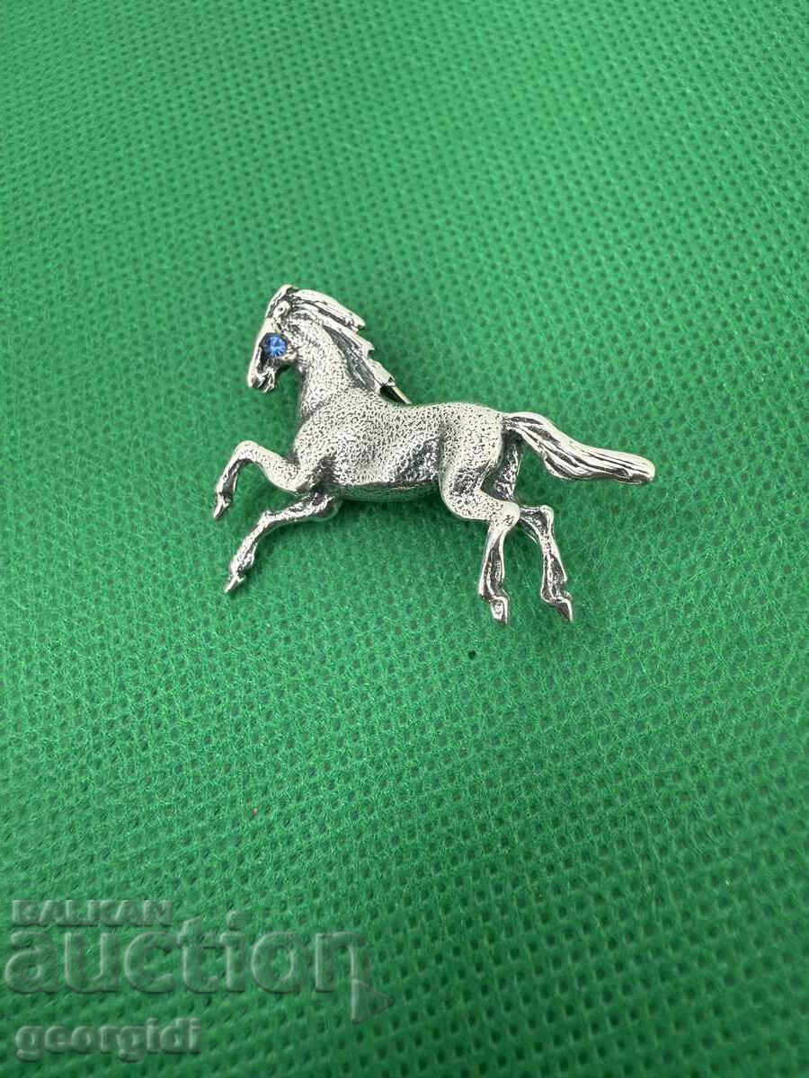 Ασημένια καρφίτσα αλόγου / καινούργια. №7439 με τιμή 70.00 BGN | € 35.79