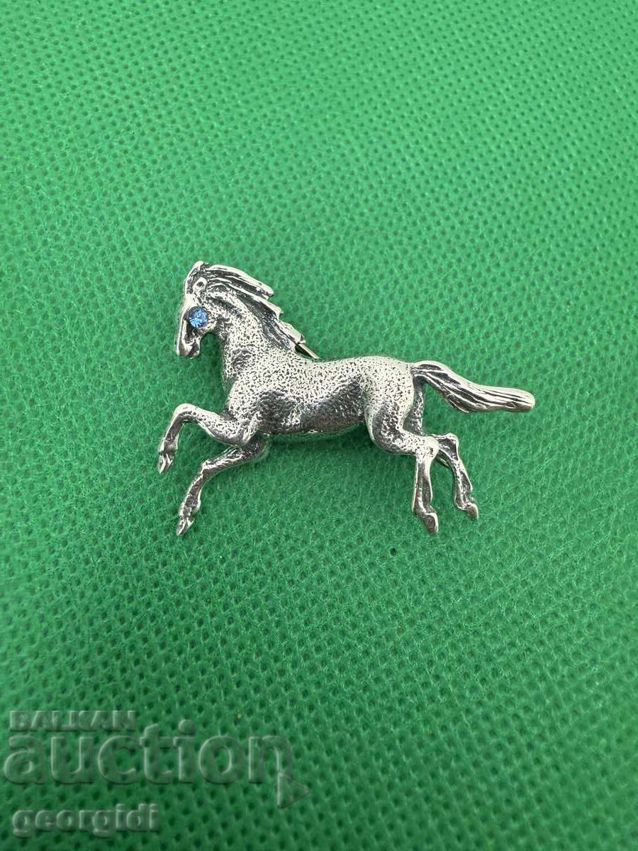 Ασημένια καρφίτσα αλόγου / καινούργια. №7439
