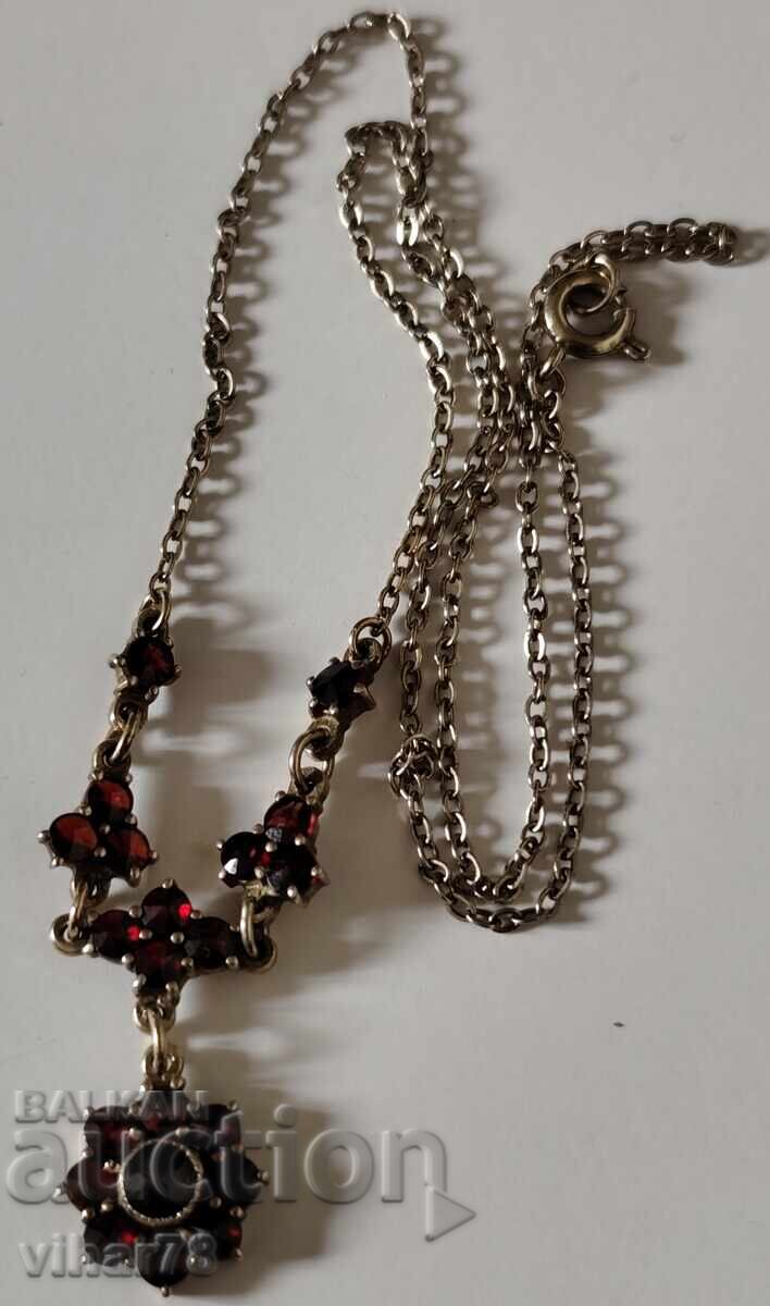 Ασημένιο κολιέ με γρανάτη - 7