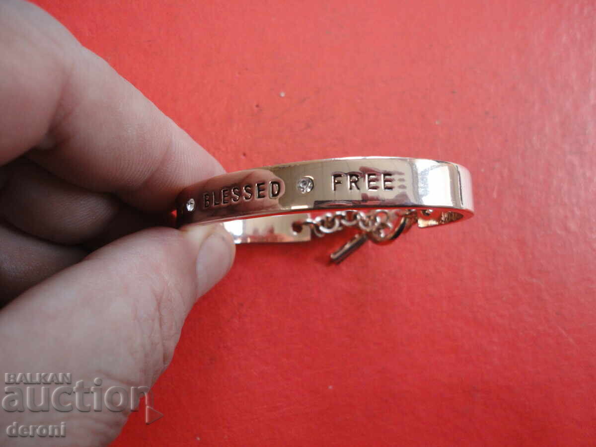 Licitație Brățară superbă placată cu aur roz și cristale