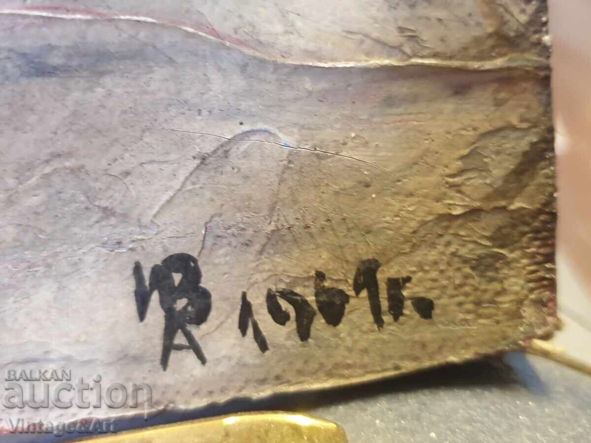 Доставка на Две Стари Картини Масло Платно Едната Подписана