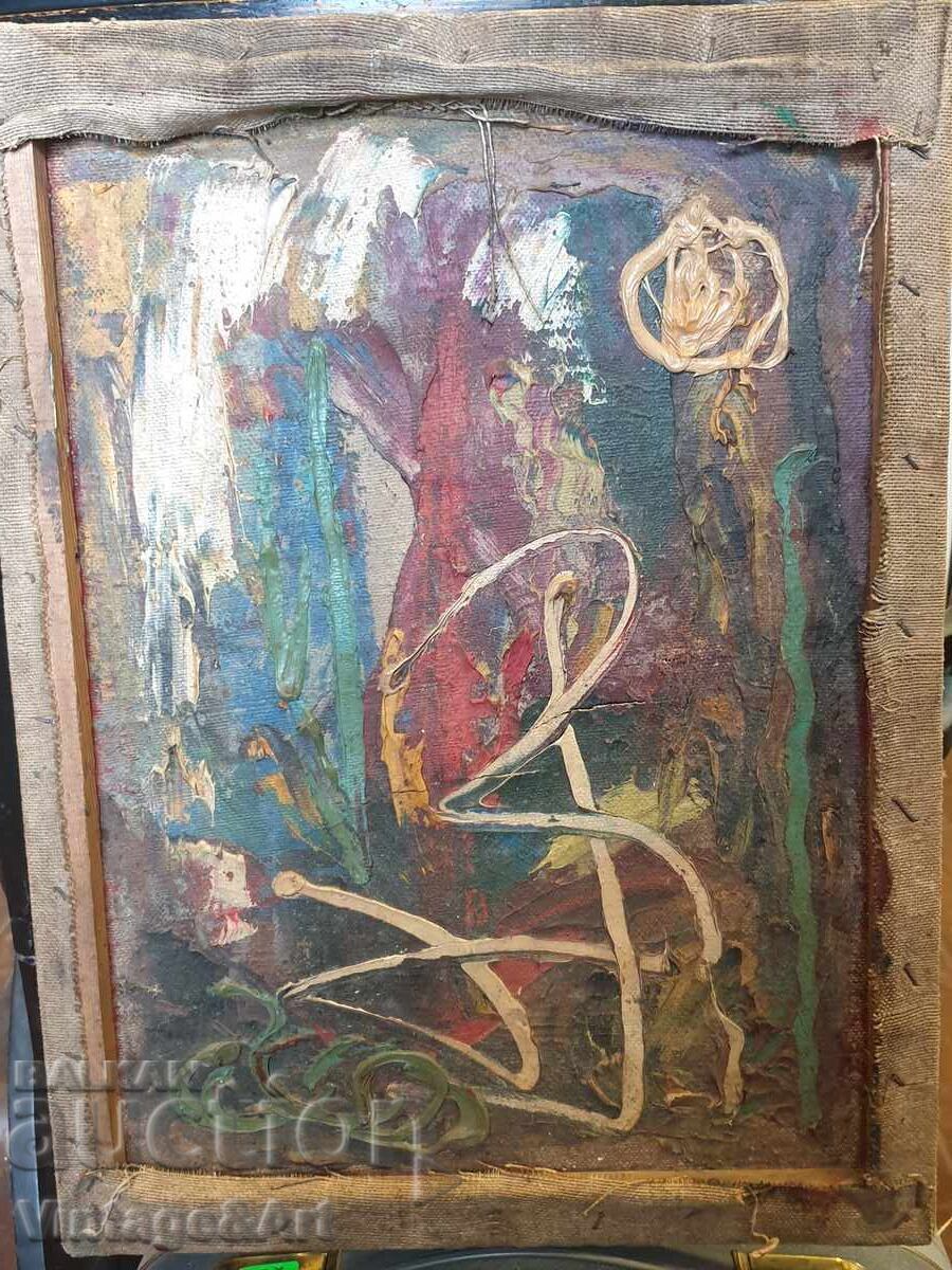 Две Стари Картини Масло Платно Едната Подписана - 6