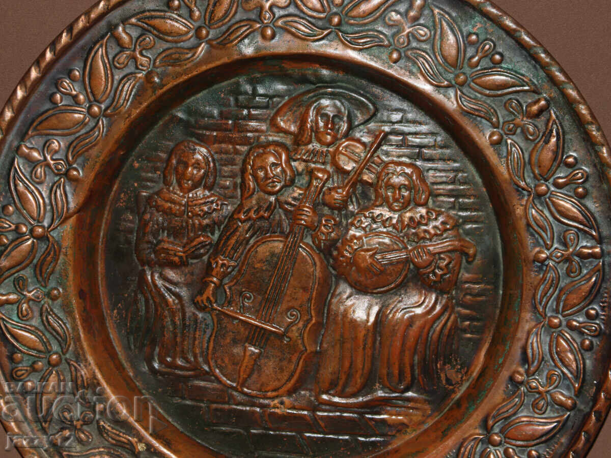 Старо декоративно пано чиния стенна украса Музиканти - 5