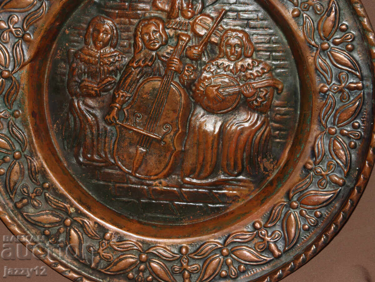 Старо декоративно пано чиния стенна украса Музиканти - 6