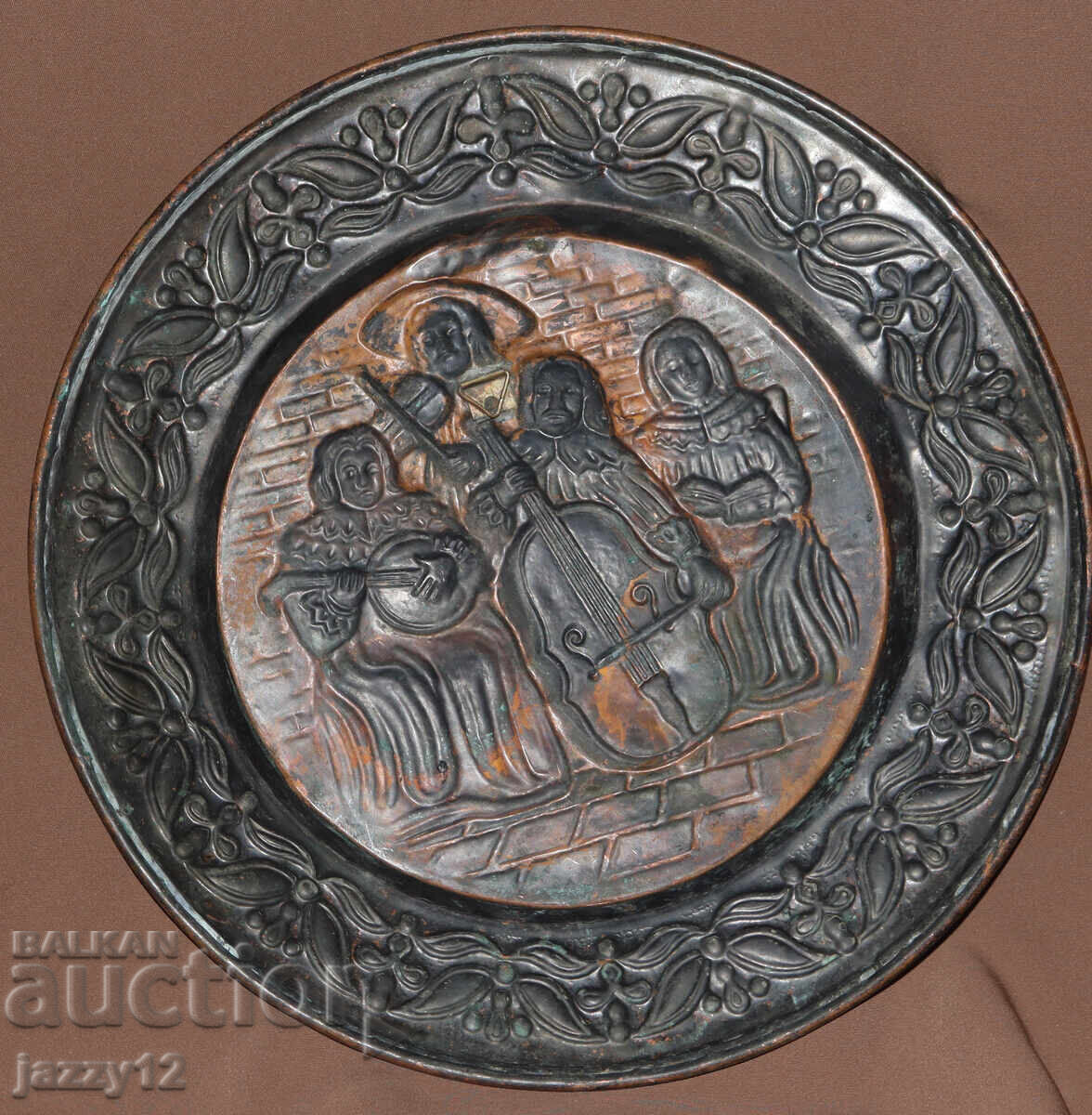 Старо декоративно пано чиния стенна украса Музиканти - 7