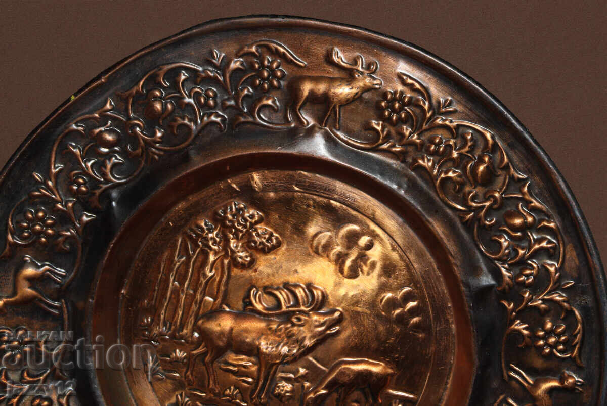 Livrarea Panou din cupru, farfurie, decorațiune de perete, motive de vânătoare