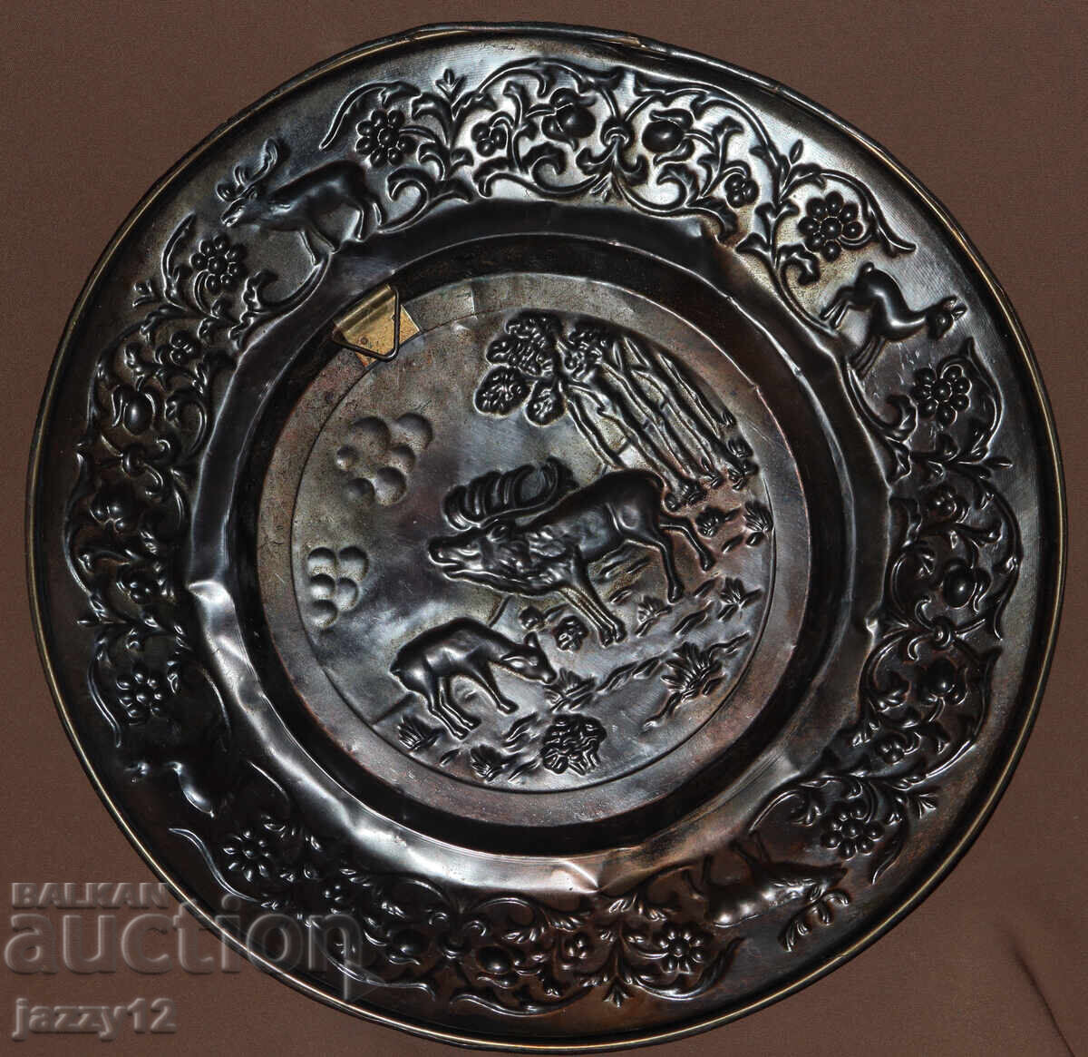 Panou din cupru, farfurie, decorațiune de perete, motive de vânătoare - 5