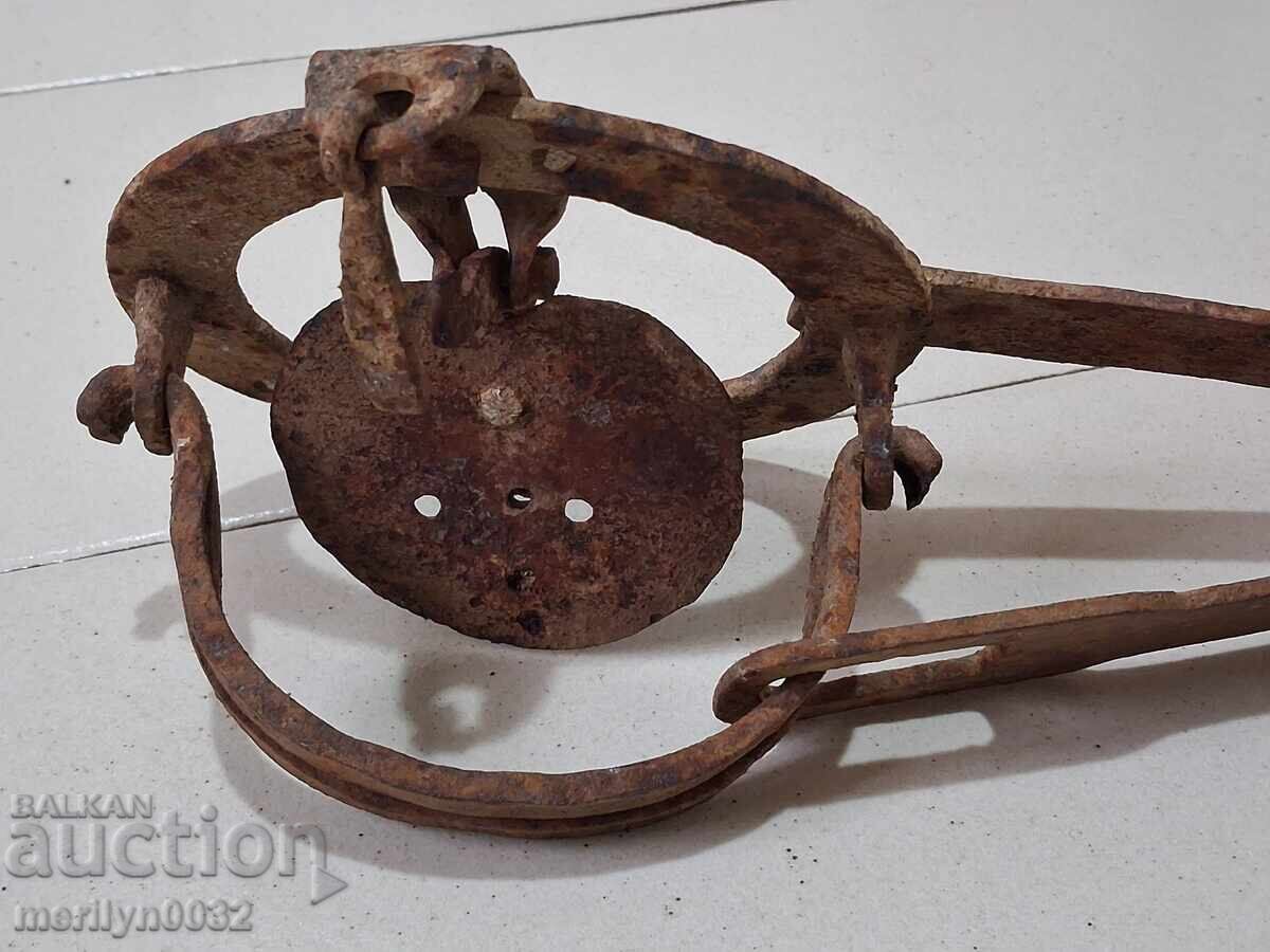 Old hand forged trap, wrought iron - 5