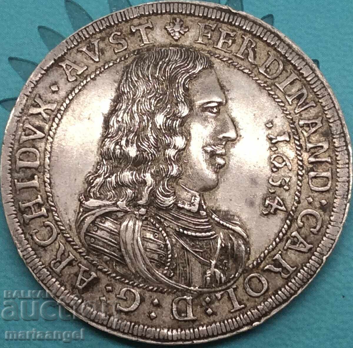 RDR Austria 1 Thaler 1654 Hall Tyrol Ferdinand Karl silver RARE