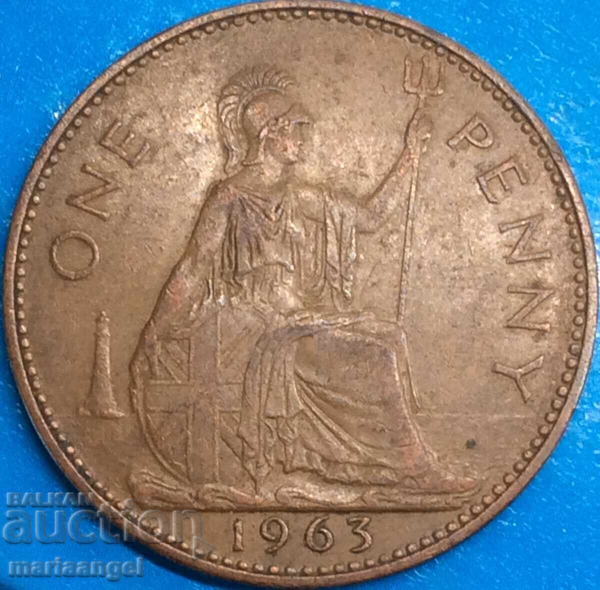 Marea Britanie 1 penny 1963 Tânăra Elisabeta 30mm bronz - 5 Marea Britanie 1 penny 1963 Tânăra Elisabeta 30mm bronz - 5