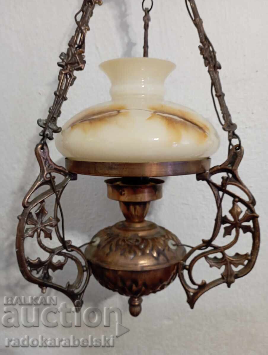 Auction  Antique Baroque chandelier with a glass lampshade
