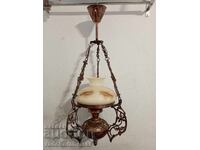 Candelabru baroc vechi cu abajur de sticlă