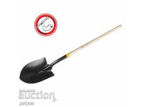 Straight shovel with wooden handle