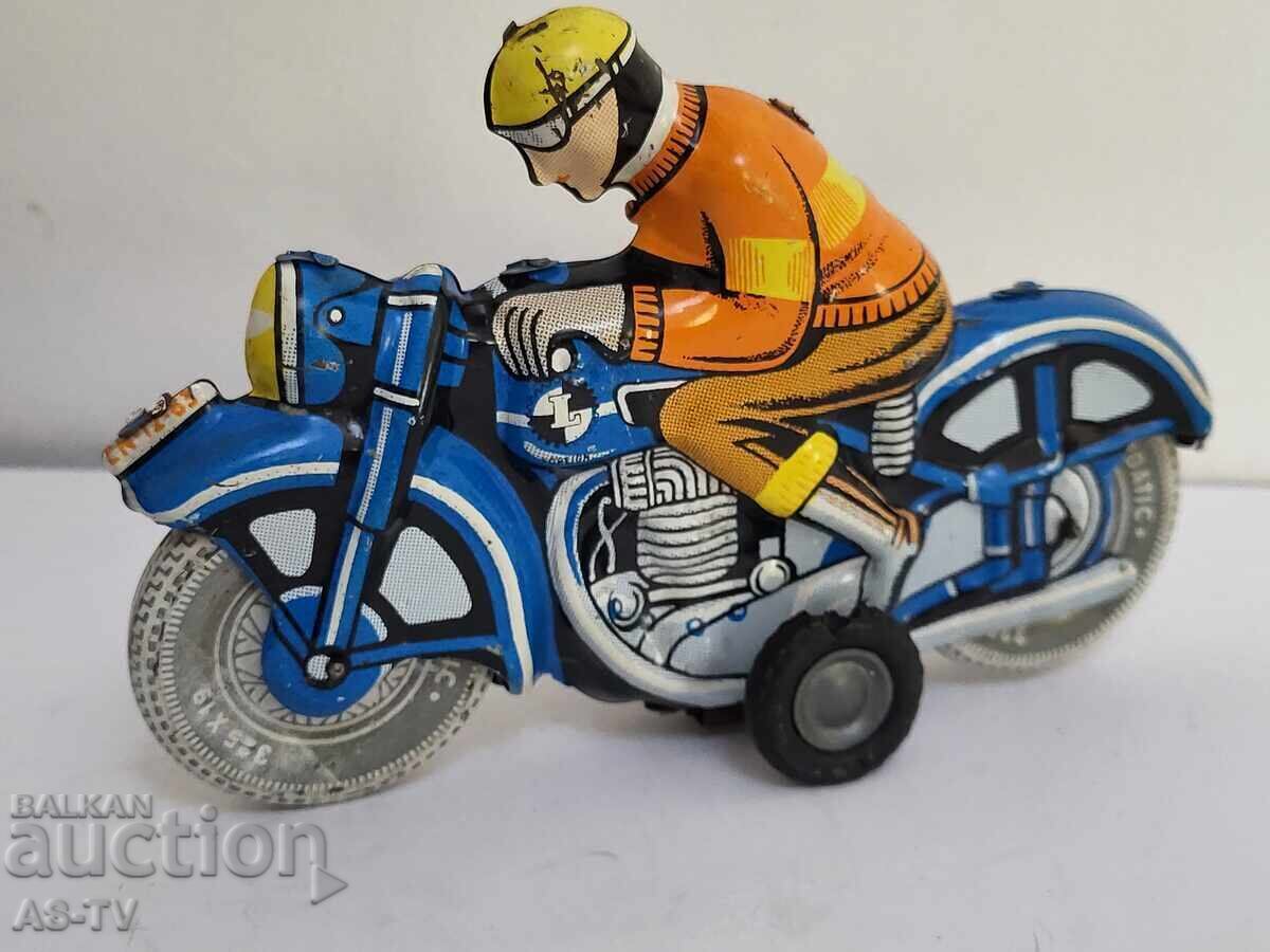 Jucărie veche de tablă, motocicletă