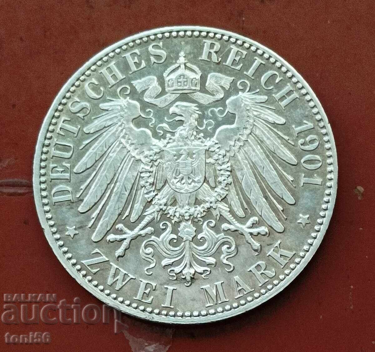 Γερμανία - Πρωσία 2 Μάρκα 1901, ασήμι, aUNC με τιμή 45.00 BGN | € 23.01 Γερμανία - Πρωσία 2 Μάρκα 1901, ασήμι, aUNC με τιμή 45.00 BGN | € 23.01