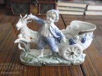 Statuetă "Băiat cu căruță de capre" - porțelan biscuit