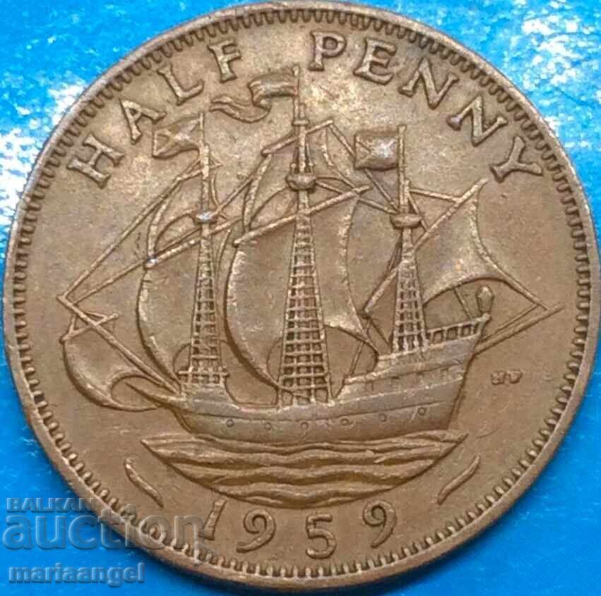 1/2 Penny 1959 Great Britain Elizabeth - 7