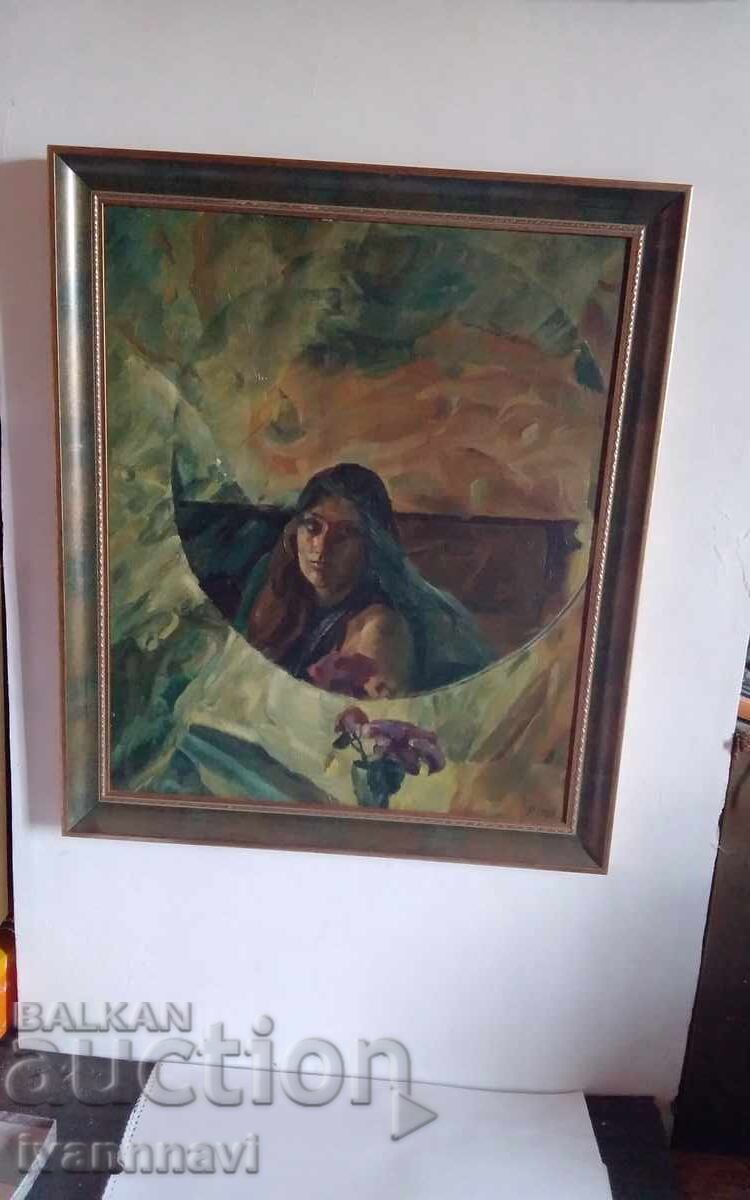 Pictură veche în ulei pe pânză aplicată pe placaj, 1985, semnată, autor bulgar cu preț € 485.73 | 950.01 BGN