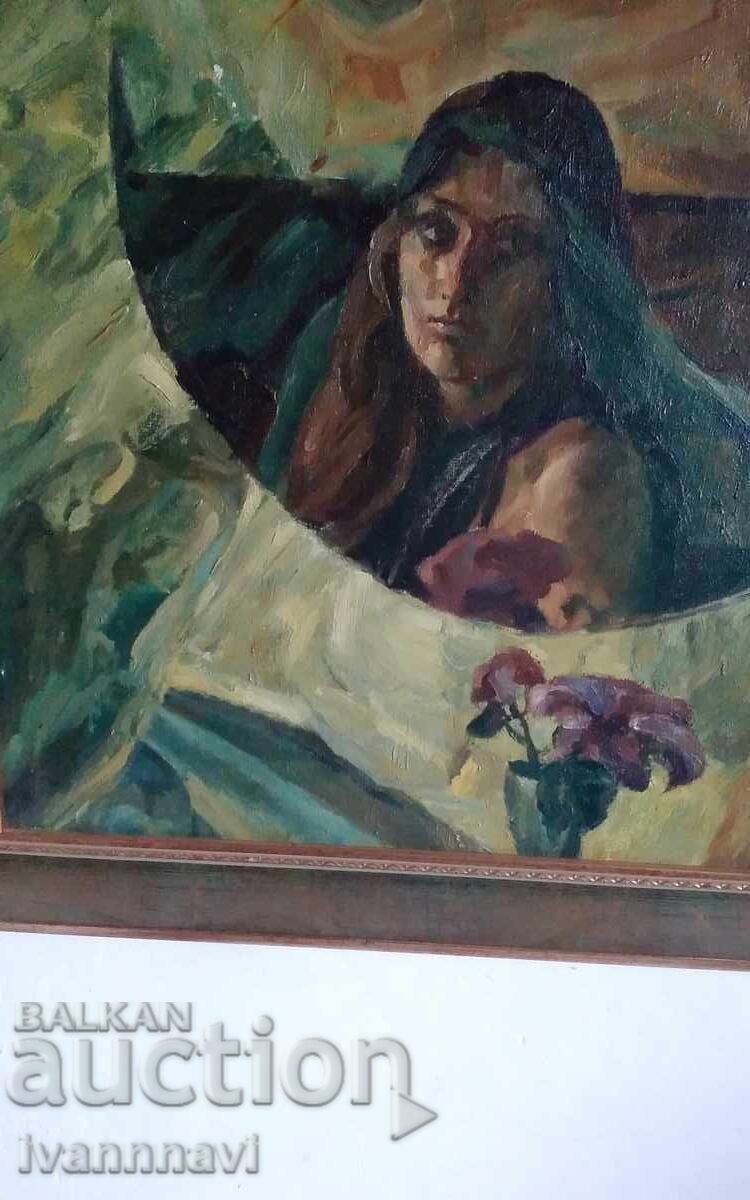 Livrarea Pictură veche în ulei pe pânză aplicată pe placaj, 1985, semnată, autor bulgar