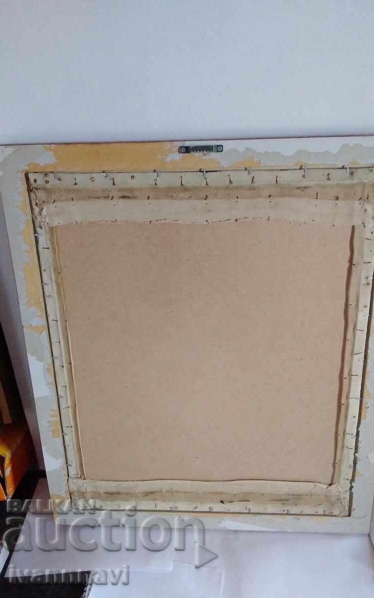 Pictură veche în ulei pe pânză aplicată pe placaj, 1985, semnată, autor bulgar - 6