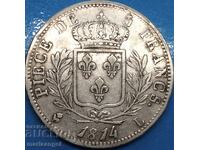 5 Francs 1814 France Certificate L - Bayonne Louis XVIII RARE