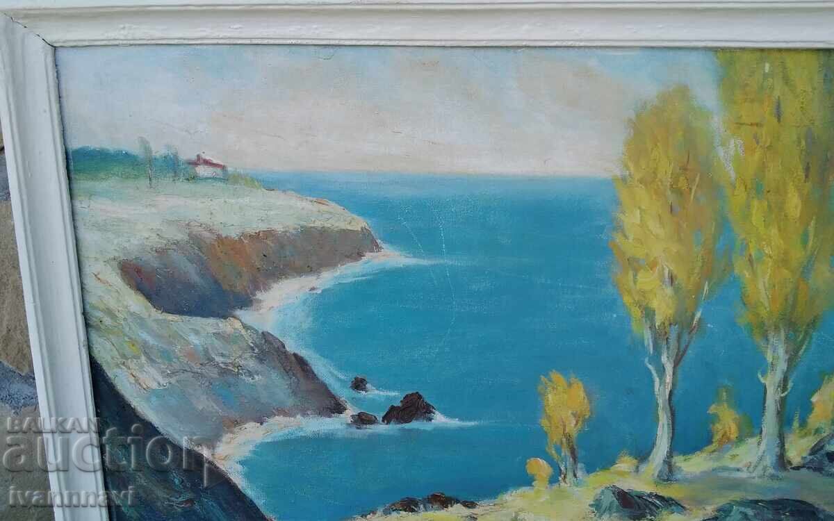 Licitație Tablou vechi mare, ulei pe placaj, autor bulgar