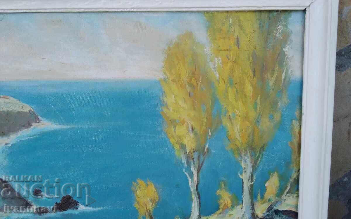 Livrarea Tablou vechi mare, ulei pe placaj, autor bulgar