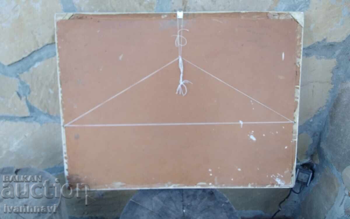 Large Old Oil Painting on Fiberboard - 5