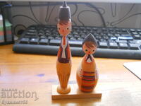 Decorative Bulgarian wooden souvenir - dolls in folk costumes