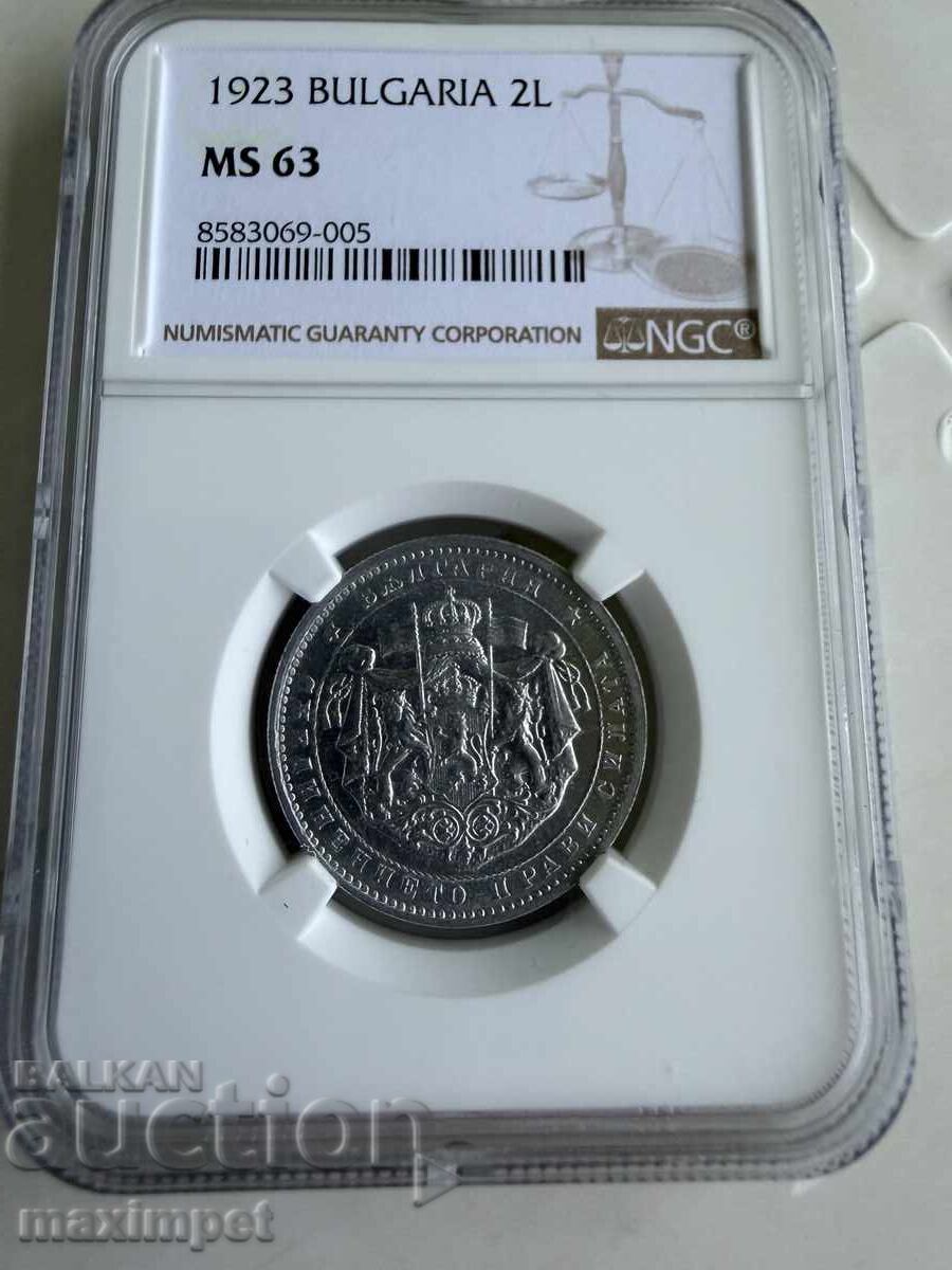 2 lei 1923 g NGC MS 63
