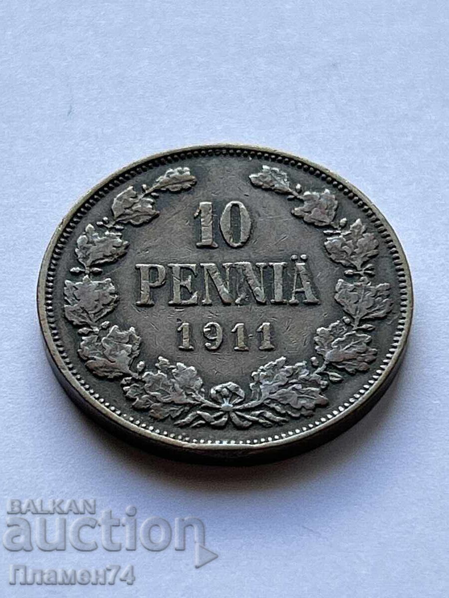 10 penni 1911 Finlanda