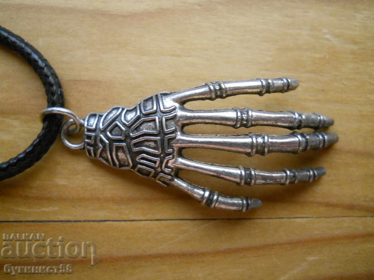 Rock-style pendant "Skeletal hand" on a leather strap with price € 2.60 | 5.09 BGN