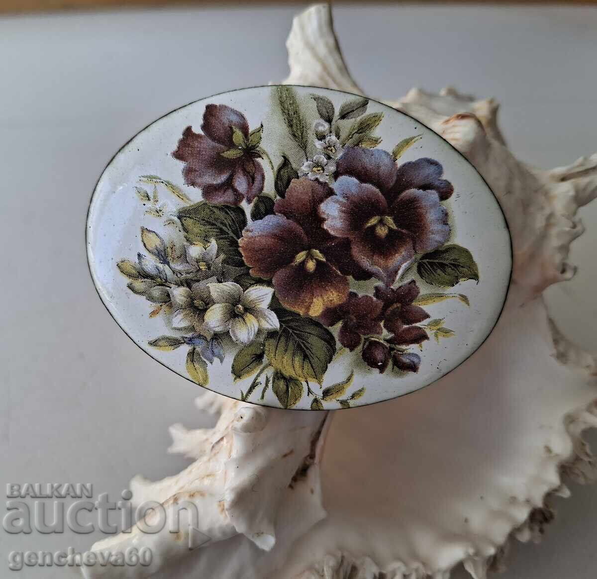 Old oval brooch, "Violets" with enamel Old oval brooch, "Violets" with enamel