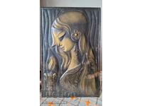 Медно пано "Момиче със свещ"