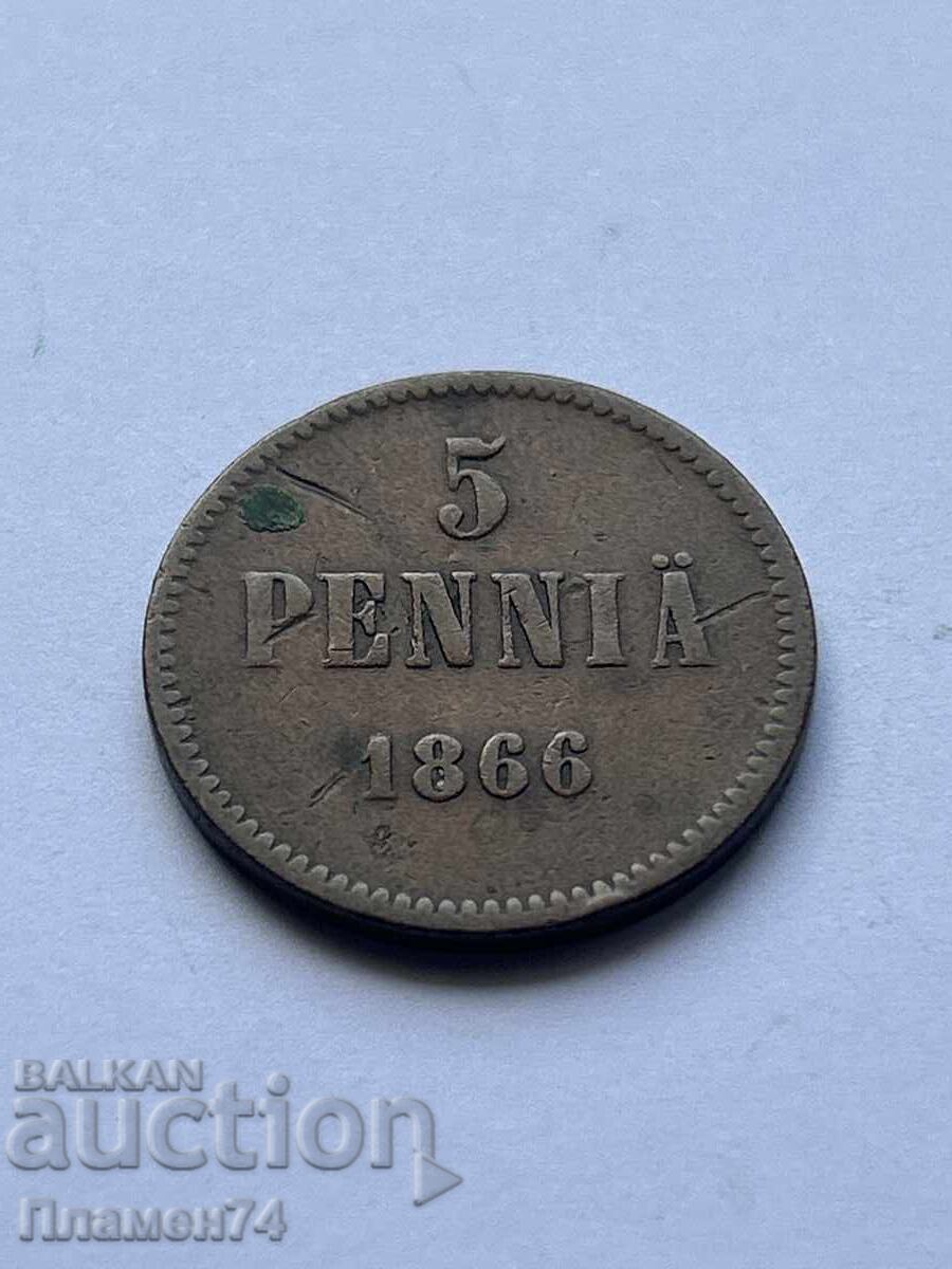 5 пенита 1866 Финландия 5 пенита 1866 Финландия