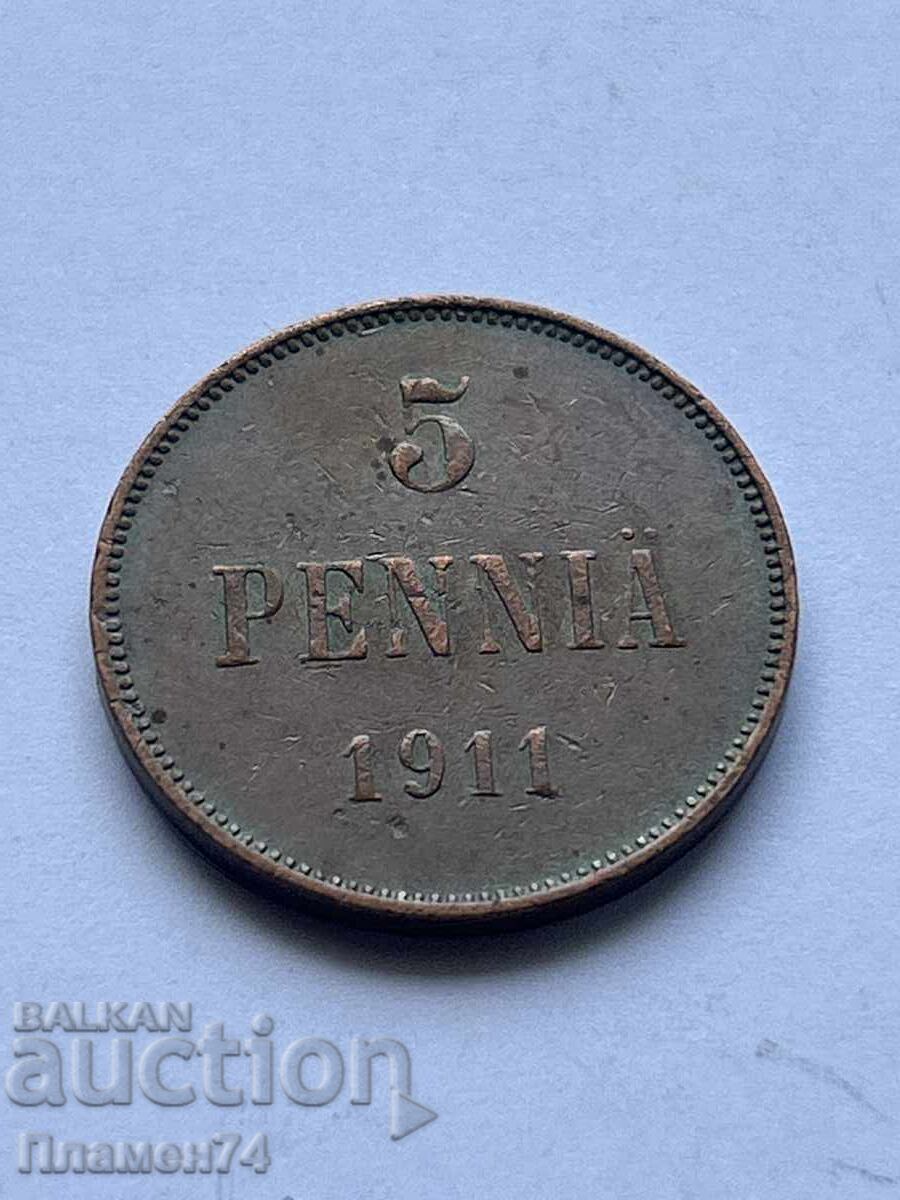 5 пенита 1911 Финландия