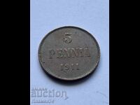 5 penniä 1911 Finlanda