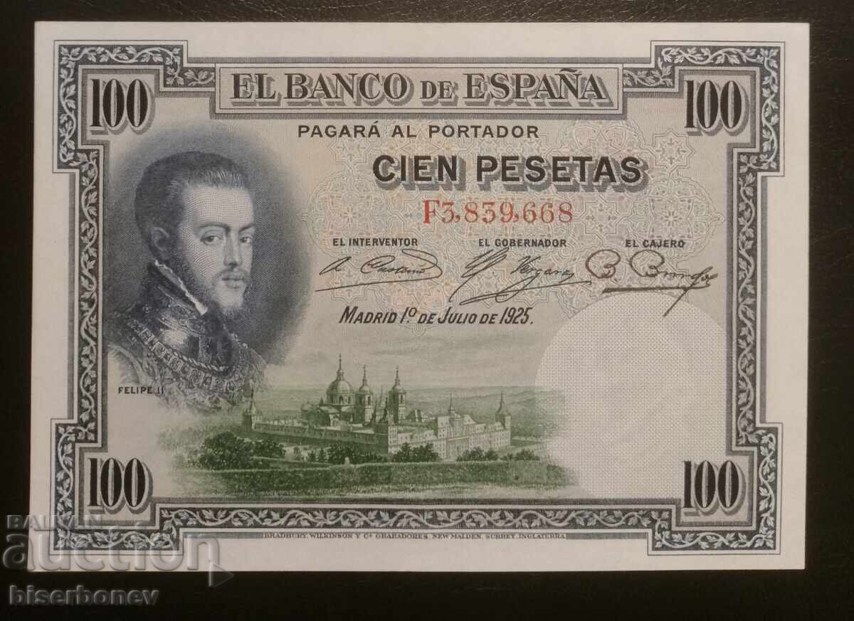 100 Pesetas Spain, 1925, aUNC
