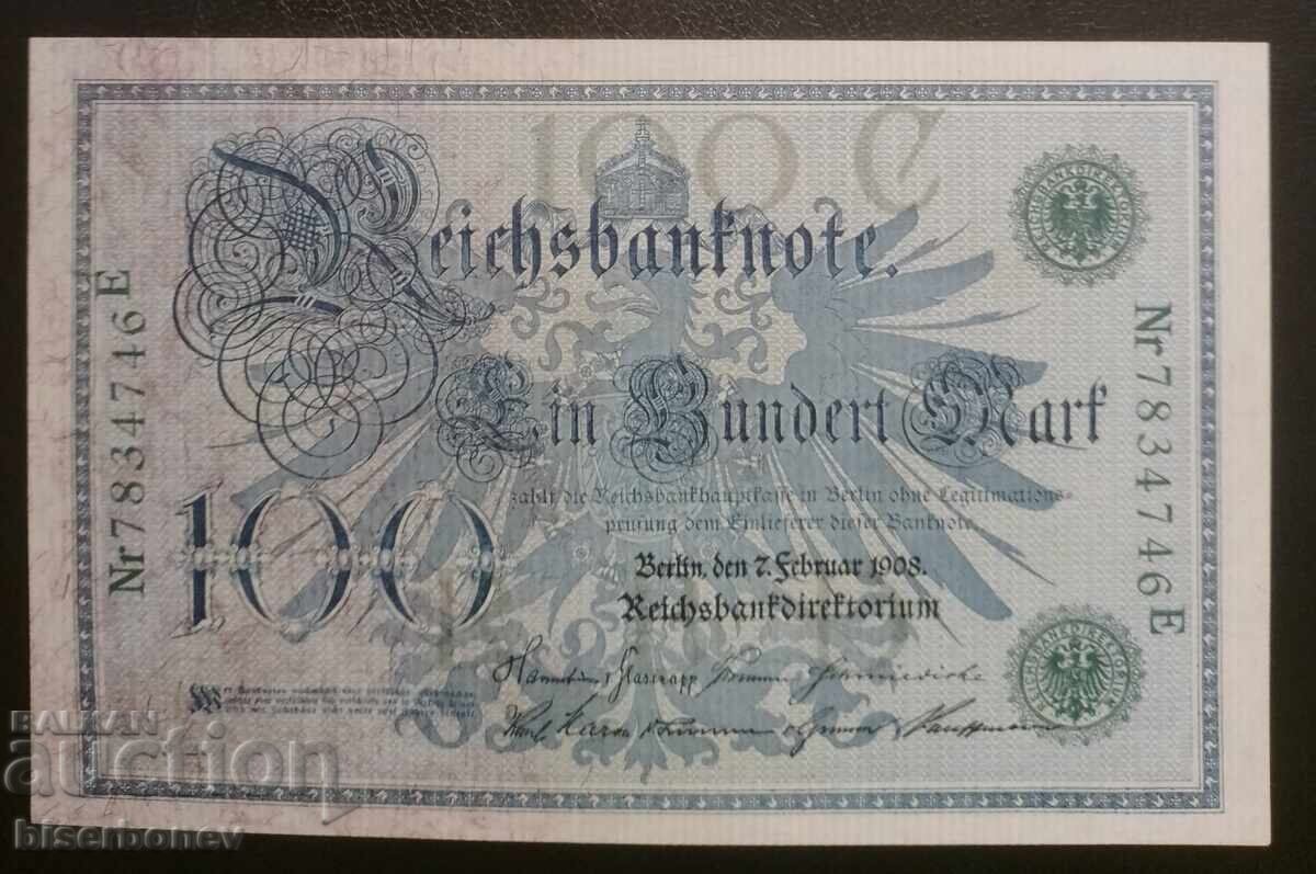 100 mărci Germania, 100 mark Germania, 1908, UNC
