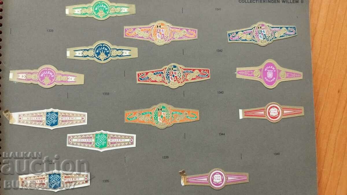 Auction Old album with labels, cigar rings, "Willem II", 257 pcs Auction Old album with labels, cigar rings, "Willem II", 257 pcs
