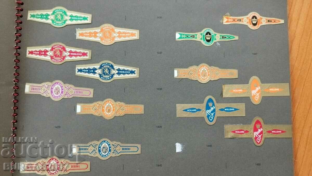 Delivery of Old album with labels, cigar rings, "Willem II", 257 pcs Delivery of Old album with labels, cigar rings, "Willem II", 257 pcs