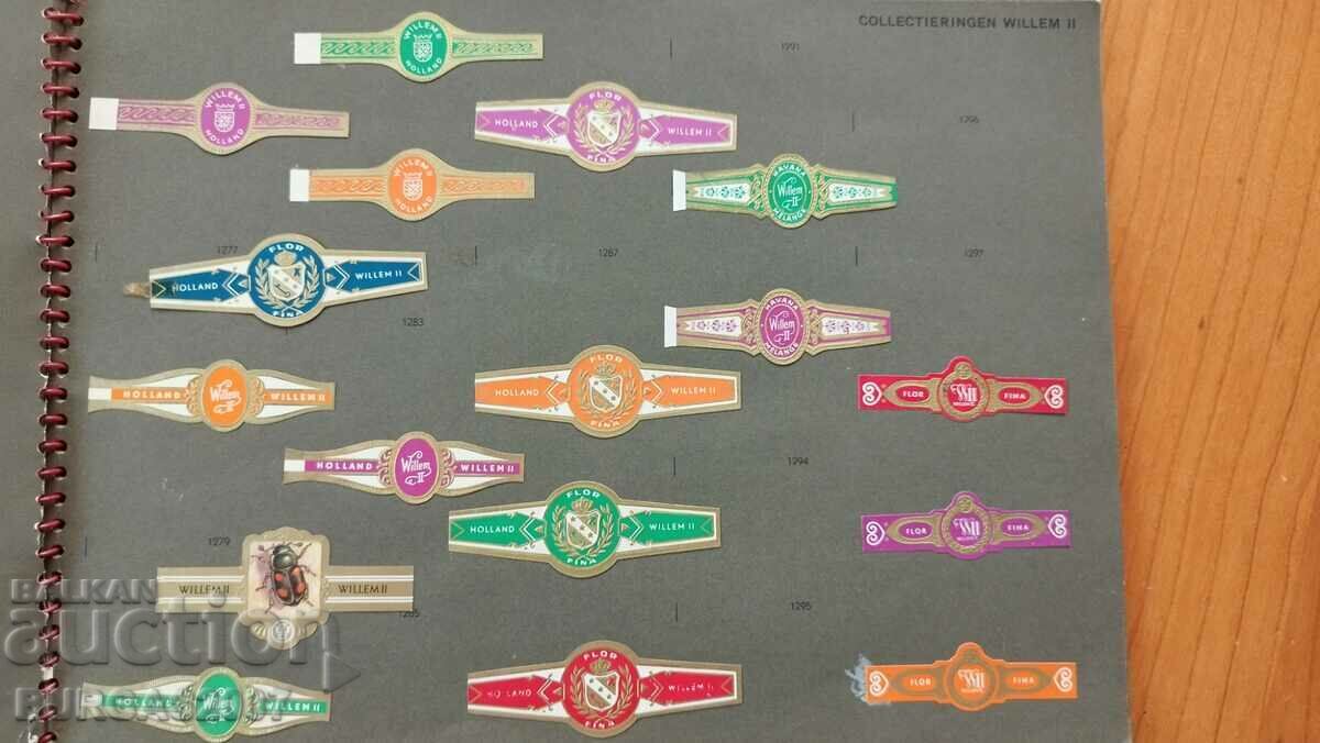 Old album with labels, cigar rings, "Willem II", 257 pcs Old album with labels, cigar rings, "Willem II", 257 pcs