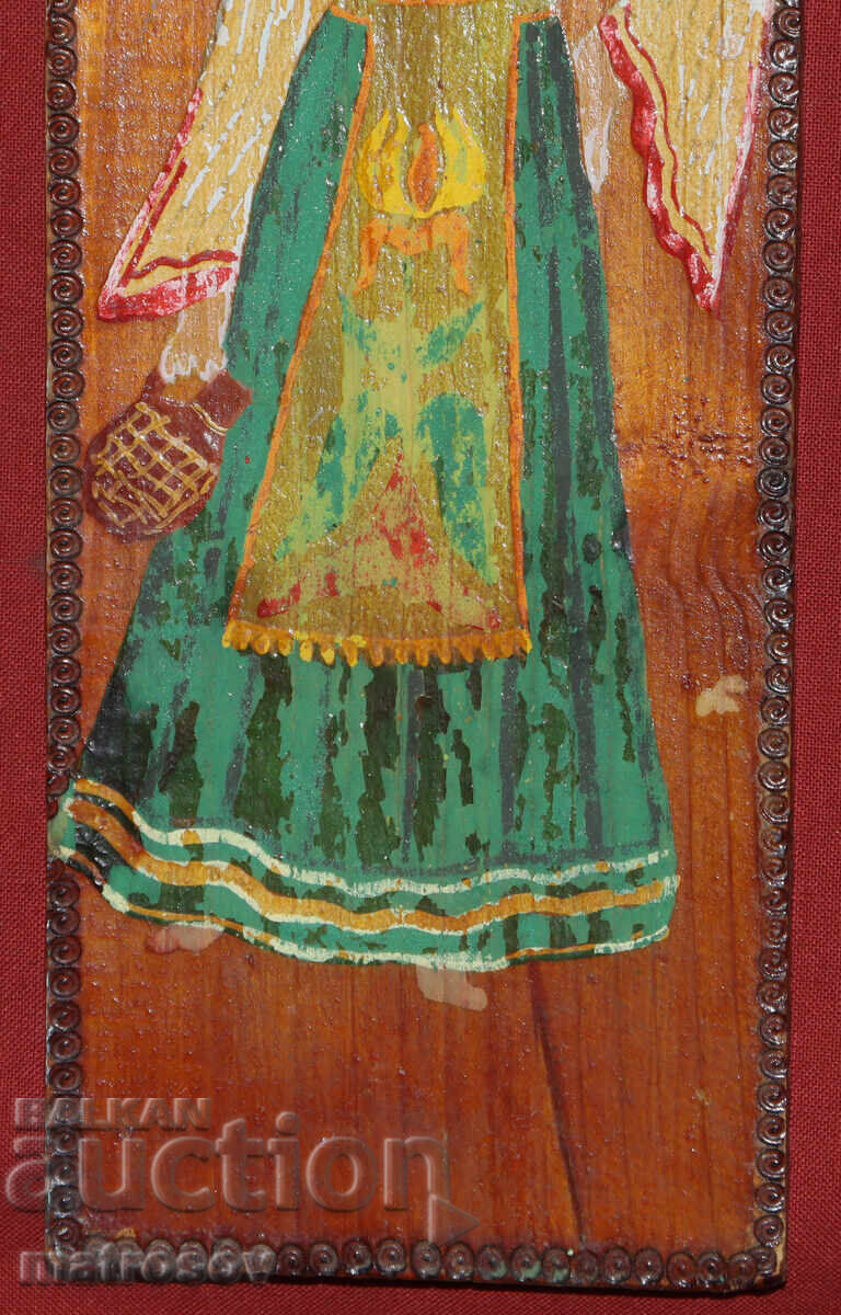 Oil painting on wood, portrait of a woman in folk costume - 5