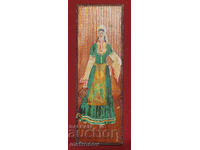 Oil painting on wood, portrait of a woman in folk costume
