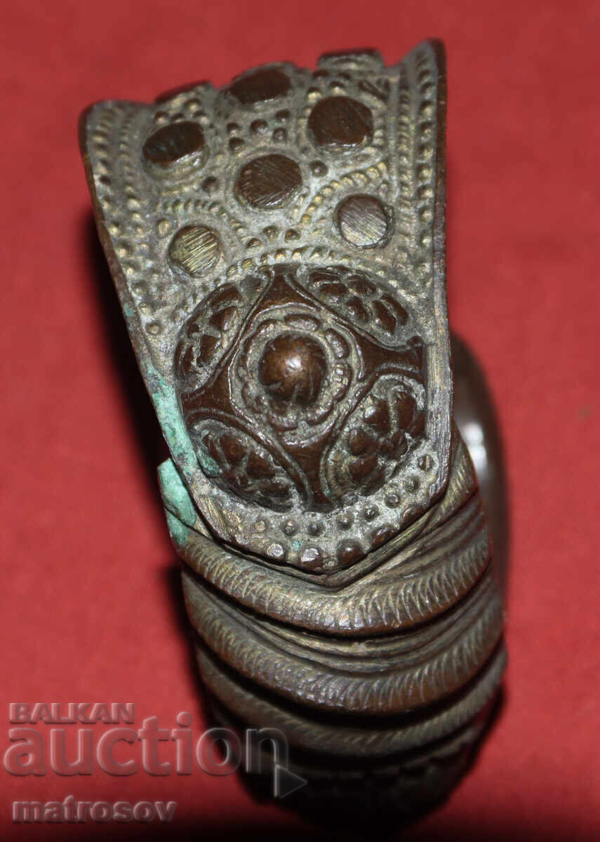 Brățară veche tradițională din bronz, bijuterie, cataramă - 5