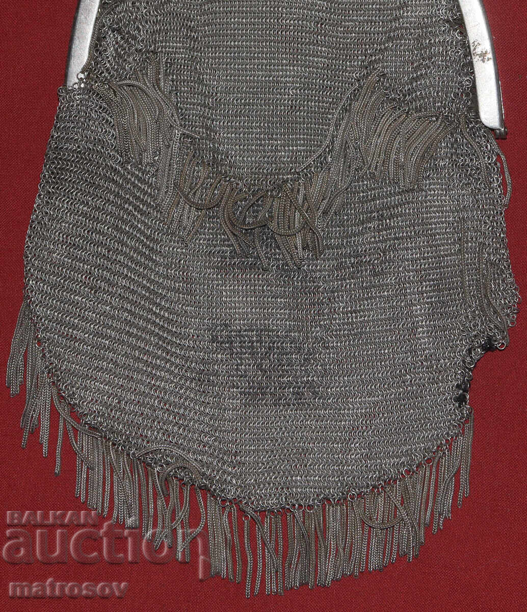 Livrarea Geantă Art Deco veche, lucrată manual din alpaca, tricotată