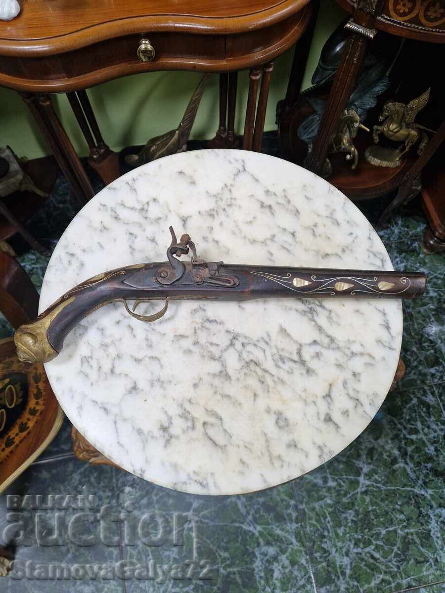 Frumos pistol antic cu cremene - Replică Frumos pistol antic cu cremene - Replică