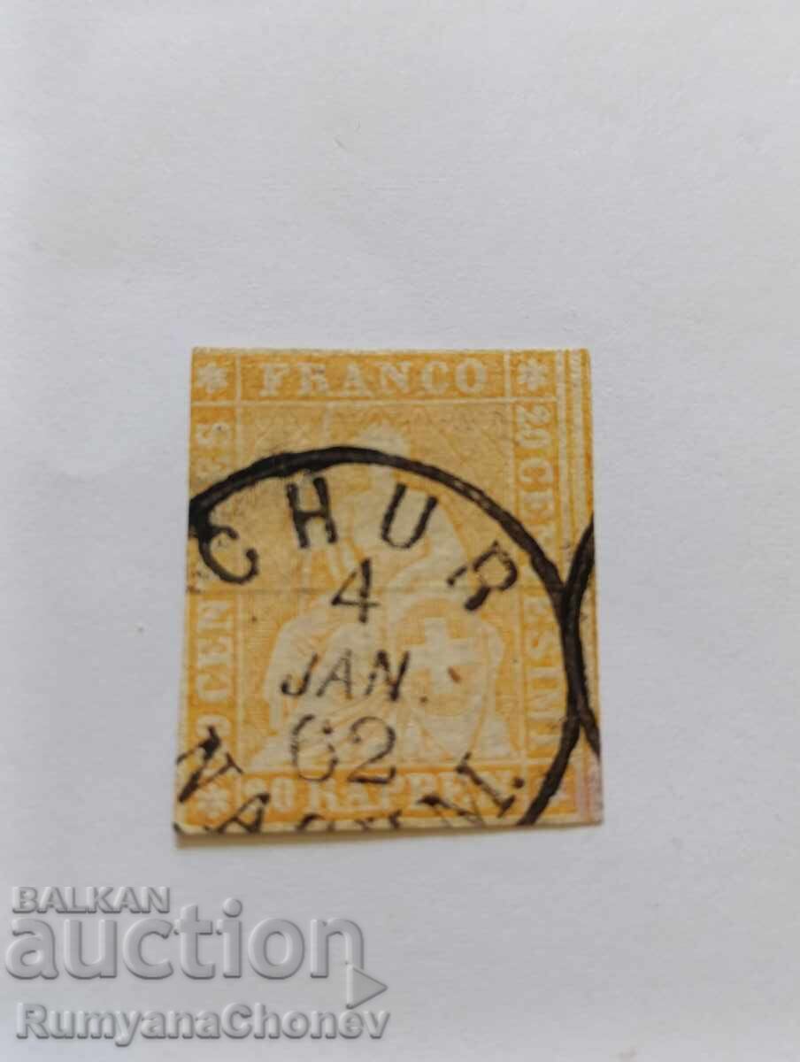 Postage stamp Switzerland 1854 Postage stamp Switzerland 1854