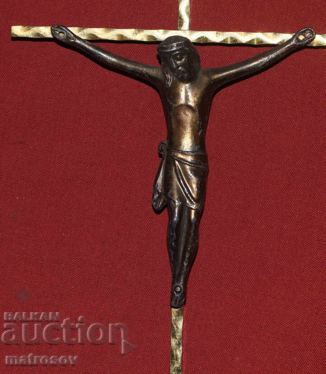 Αυθεντικός επιτοίχιος σταυρός από χαλκό και ορείχαλκο, εσταυρωμένος - 5
