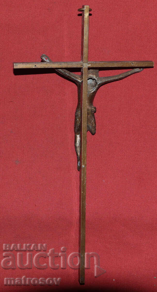 Αυθεντικός επιτοίχιος σταυρός από χαλκό και ορείχαλκο, εσταυρωμένος - 7